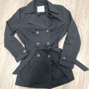 Sonoma Black Double Breasted Trench Coat Light Jacket Size Medium